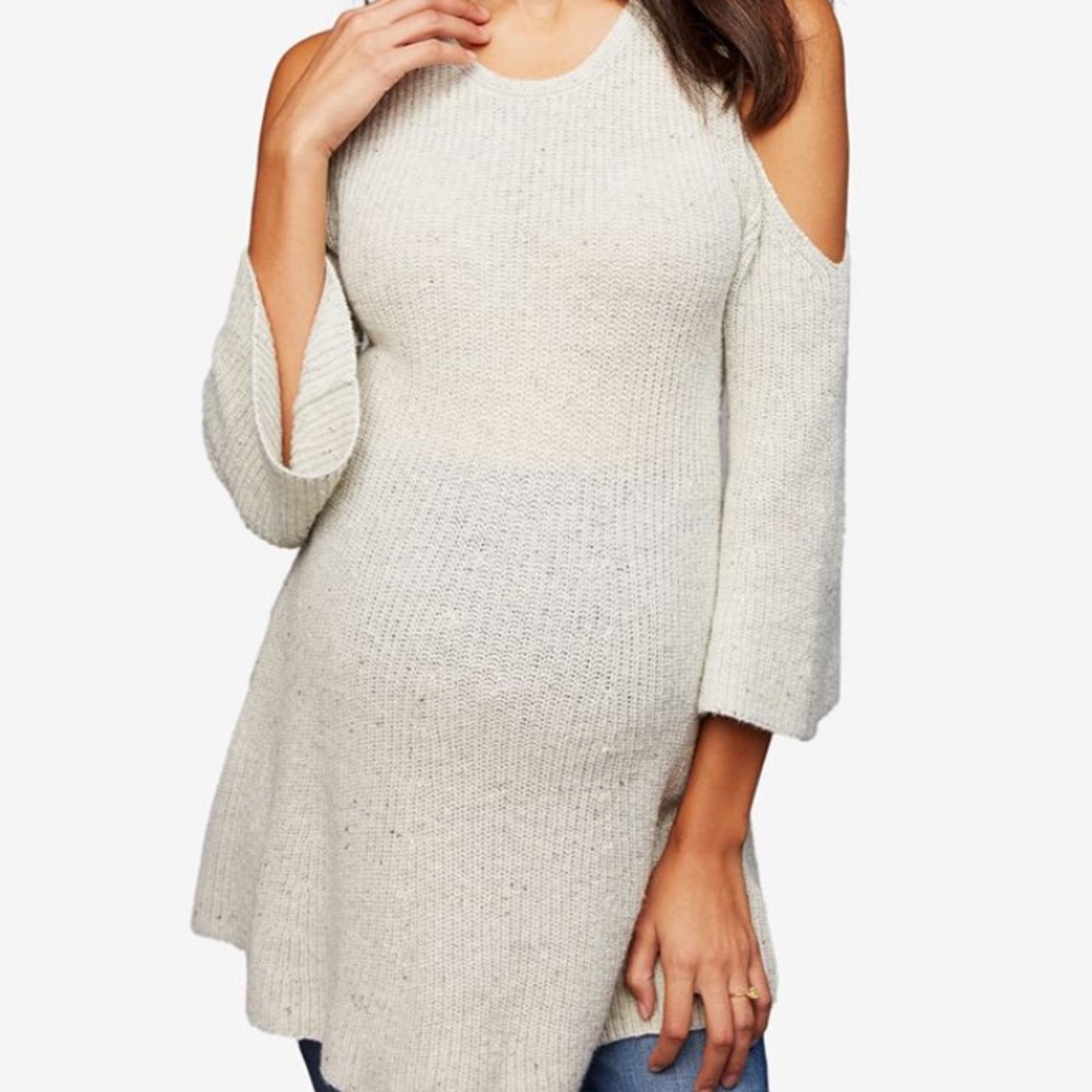 Pea in the Pod cold shoulder maternity sweater L